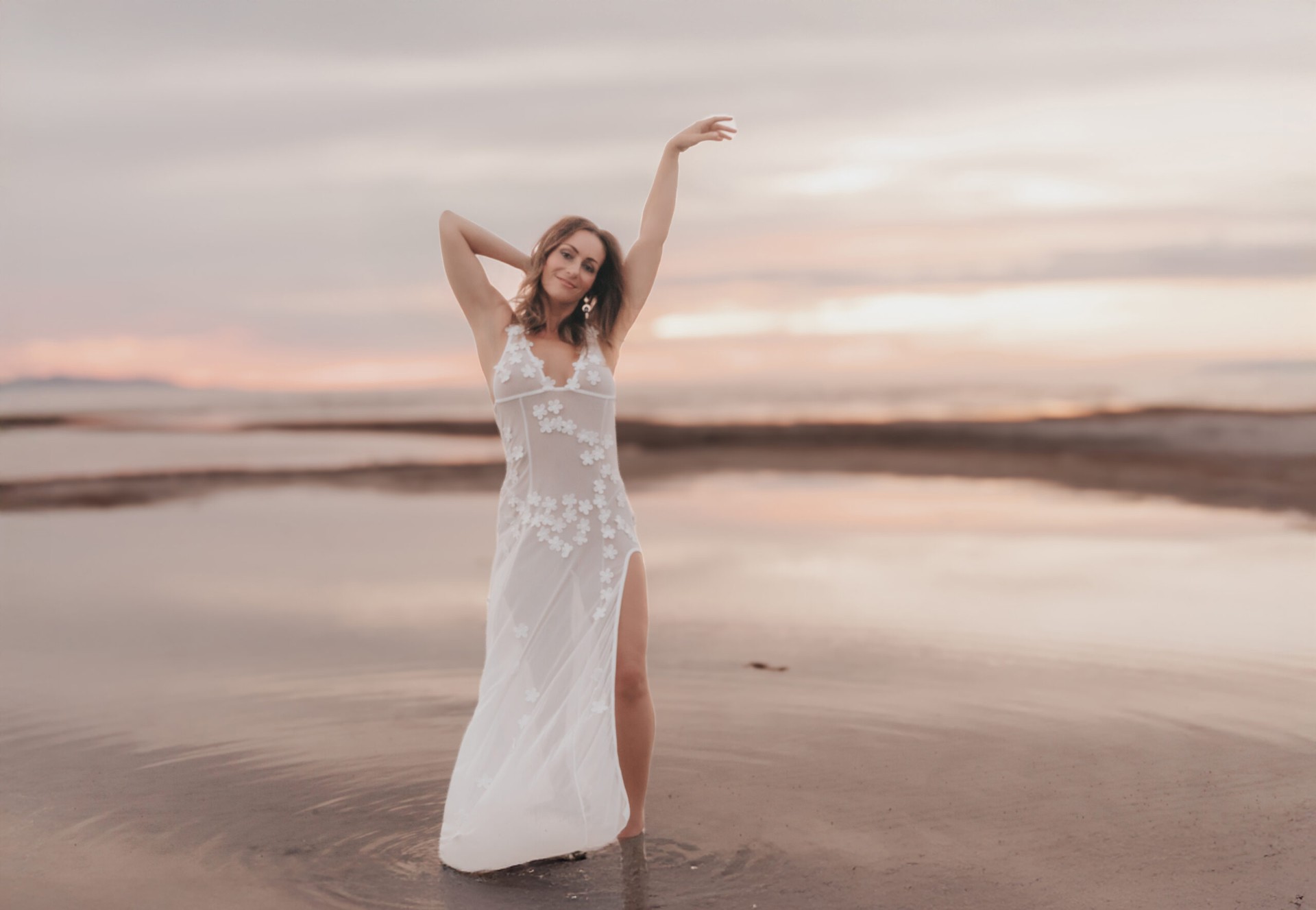 Woman in flowing fabric, editorial silhouette representing personal style transformation